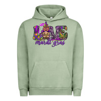 Pigment Oil Green Love Mardi Gras with gnome Urban Hoodie - HowdyJamesFarm