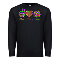 Black Peace Love Autism Premium Sweatshirt - BundleAndBundleShop