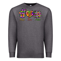 Charcoal Heather Peace Love Autism Premium Sweatshirt - BundleAndBundleShop