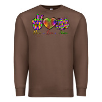 Chestnut Peace Love Autism Premium Sweatshirt - BundleAndBundleShop