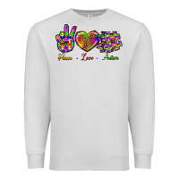 Dove Grey Peace Love Autism Premium Sweatshirt - BundleAndBundleShop