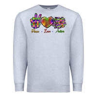 Heather Grey Peace Love Autism Premium Sweatshirt - BundleAndBundleShop
