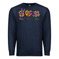 Navy Peace Love Autism Premium Sweatshirt - BundleAndBundleShop