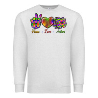Oatmeal Heather Peace Love Autism Premium Sweatshirt - BundleAndBundleShop