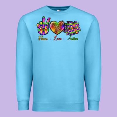 Peace Love Autism Premium Sweatshirt Designed By Bundleandbundleshop