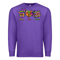 Purple Peace Love Autism Premium Sweatshirt - BundleAndBundleShop