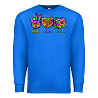 True Royal Peace Love Autism Premium Sweatshirt - BundleAndBundleShop