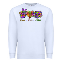 White Peace Love Autism Premium Sweatshirt - BundleAndBundleShop