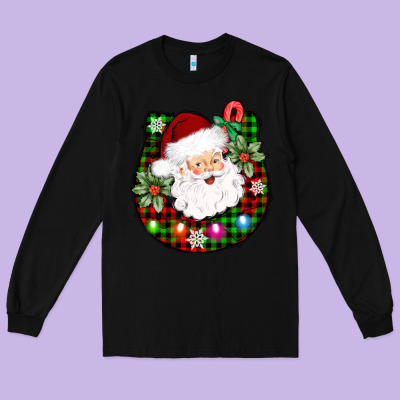 Horseshoe Santa Long Sleeve Tee Designed By Adodesignshop