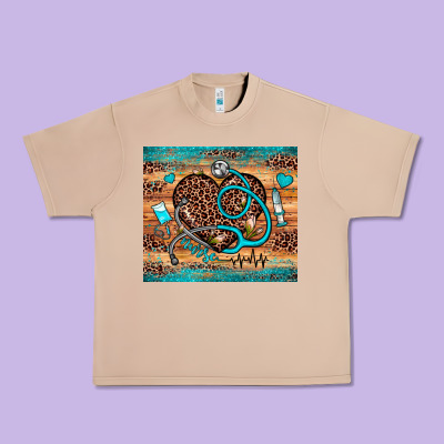 Nurse Leopard Heart Urban Heavy Tee Designed By Jahusdesignshop
