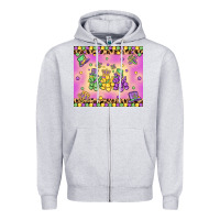 Heather Grey mardi gras bead dogs Zipper Hoodie - MaliasSmallBusiness