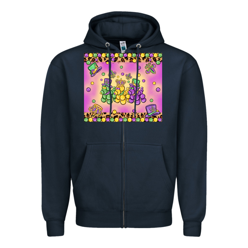 Mardi Gras Bead Dogs Zipper Hoodie by MaliasSmallBusiness | Teevron
