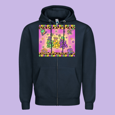 Mardi Gras Bead Dogs Zipper Hoodie Designed By Maliassmallbusiness