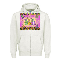 Oatmeal Heather mardi gras bead dogs Zipper Hoodie - MaliasSmallBusiness