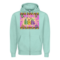 Seafoam mardi gras bead dogs Zipper Hoodie - MaliasSmallBusiness