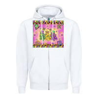 White mardi gras bead dogs Zipper Hoodie - MaliasSmallBusiness