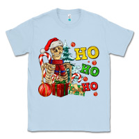 Dusty Blue Christmas ho ho ho skeleton Classic Tee - AdoDesignShop
