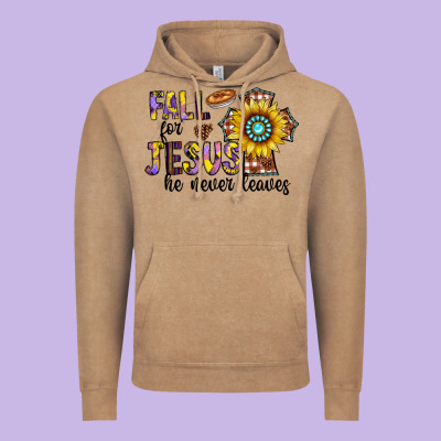 Fall For Jesus He Never Leaves Vintage Hoodie Designed By Cowhidedigitalart