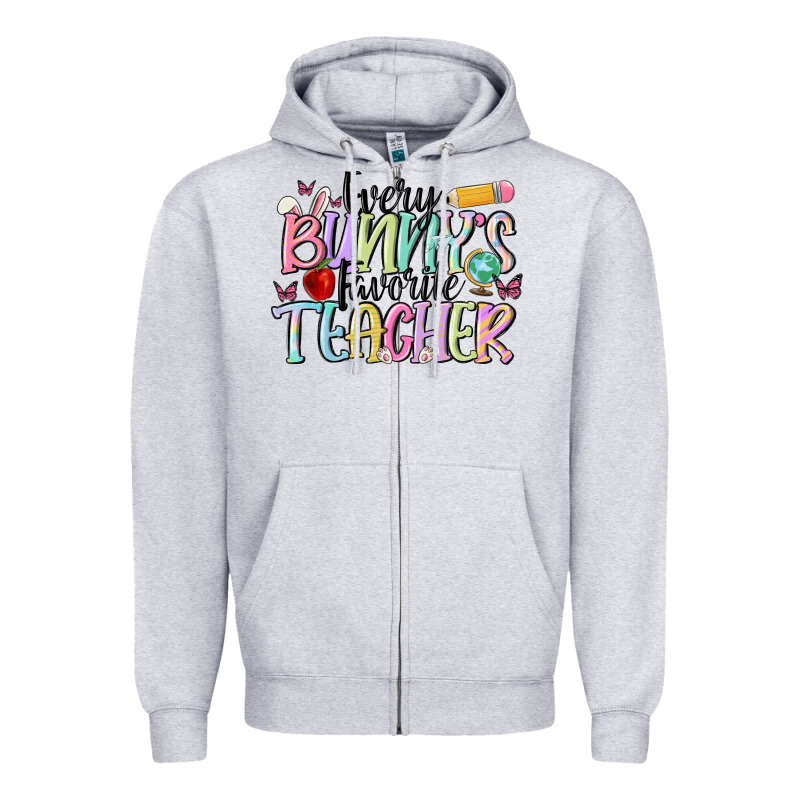 Every Bunnys Favorite Teacher Zipper Hoodie by MaliasSmallBusiness | Teevron
