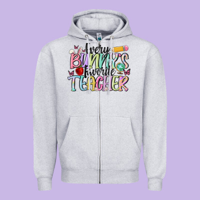 Every Bunnys Favorite Teacher Zipper Hoodie Designed By Maliassmallbusiness