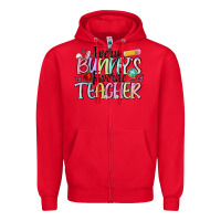 Red every bunnys favorite teacher Zipper Hoodie - MaliasSmallBusiness
