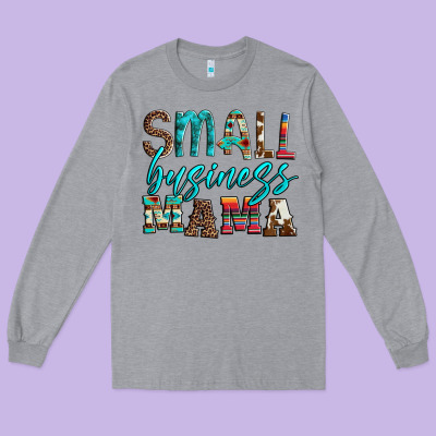 Small Business Mama Leopard Turquoise Aztec Serape Cowhide Long Sleeve Tee Designed By Artiststas