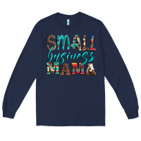 Navy small business mama leopard turquoise aztec serape cowhide Long Sleeve Tee - Artiststas