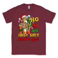 Burgundy Christmas ho ho ho holy shit what a year skeleton Classic Tee - AdoDesignShop