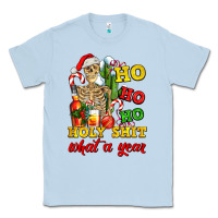 Dusty Blue Christmas ho ho ho holy shit what a year skeleton Classic Tee - AdoDesignShop