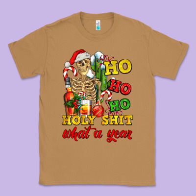 Christmas Ho Ho Ho Holy Shit What A Year Skeleton Classic Tee Designed By Adodesignshop
