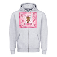 Heather Grey one boujee heifer Zipper Hoodie - MaliasSmallBusiness