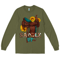 Army Green saddle up cowboy western sunflowers Long Sleeve Tee - Artiststas