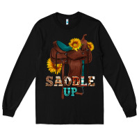 Black saddle up cowboy western sunflowers Long Sleeve Tee - Artiststas