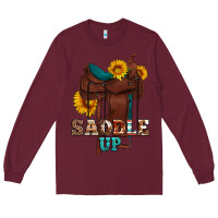 Burgundy saddle up cowboy western sunflowers Long Sleeve Tee - Artiststas