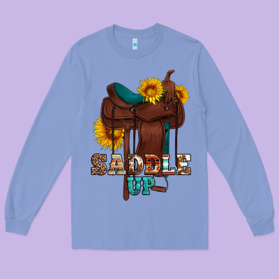 Saddle Up Cowboy Western Sunflowers Long Sleeve Tee Designed By Artiststas
