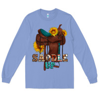 Colony Blue saddle up cowboy western sunflowers Long Sleeve Tee - Artiststas
