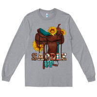Heather Grey saddle up cowboy western sunflowers Long Sleeve Tee - Artiststas