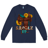 Navy saddle up cowboy western sunflowers Long Sleeve Tee - Artiststas