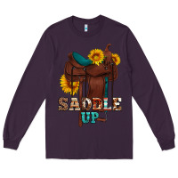 Plum saddle up cowboy western sunflowers Long Sleeve Tee - Artiststas