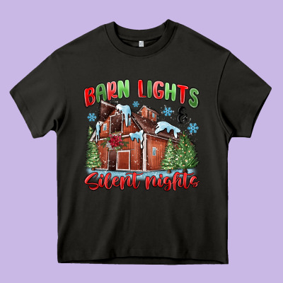 Barn Lights And Silent Nights Heavy Core Tee Designed By Maliassmallbusiness