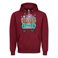 Burgundy truck with flowers malia Zipper Hoodie - MaliasSmallBusiness
