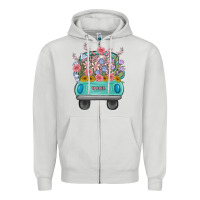 Dove Grey truck with flowers malia Zipper Hoodie - MaliasSmallBusiness