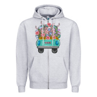 Heather Grey truck with flowers malia Zipper Hoodie - MaliasSmallBusiness