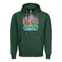 Sports Green truck with flowers malia Zipper Hoodie - MaliasSmallBusiness