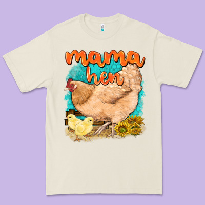 Premium Tee mama hen with sunflowers
