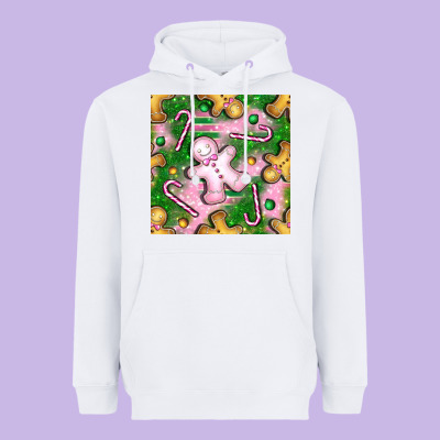 Christmas Smile Gingerbread Cookie Seamless Pattern Bbs Heavyweight Hoodie Designed By Bundleandbundleshop