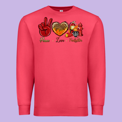 Peace Love Firefighter Premium Sweatshirt Designed By Bundleandbundleshop