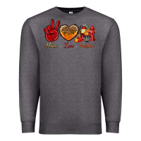 Charcoal Heather Peace Love Firefighter Premium Sweatshirt - BundleAndBundleShop