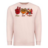 Pale Pink Peace Love Firefighter Premium Sweatshirt - BundleAndBundleShop