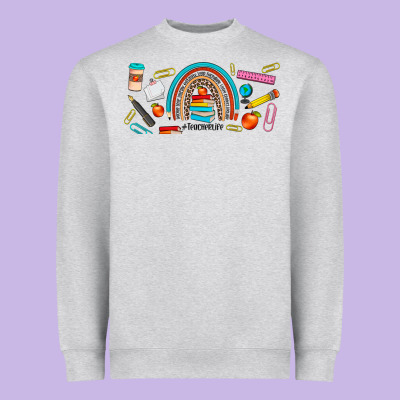 Teacher Life Rainbow Frosted Heavyweight Sweatshirt Designed By Jahusdesignshop
